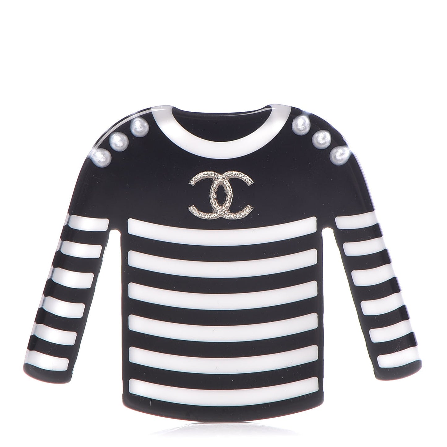 Resin Sweater CC Brooch Black White