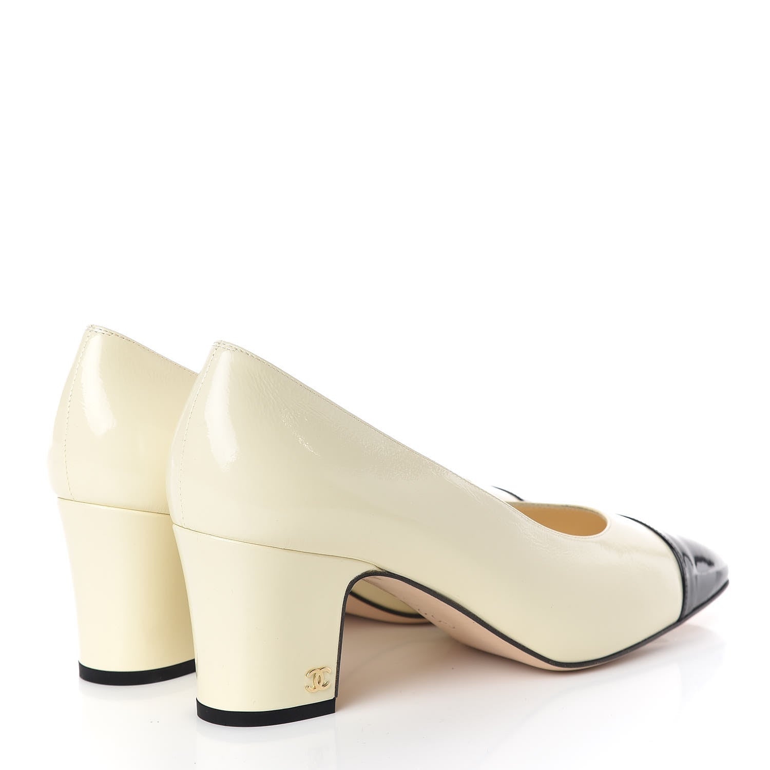 Chanel Patent Calfskin CC Cap Toe Low Heel Pumps 41 White Black 4 of 16