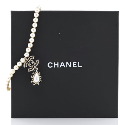 Chanel Lambskin Crystal Pearl CC Short Pendant Necklace Gold Pearly White Black Multicolor 7 of 7