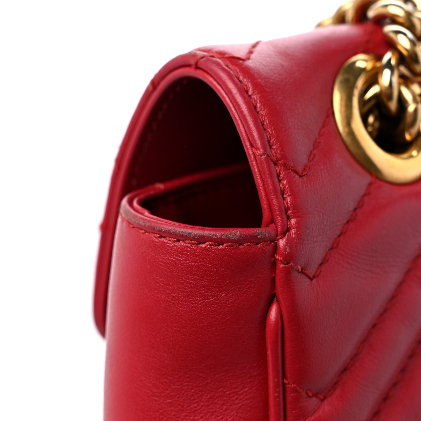 Calfskin Matelasse Small GG Marmont Shoulder Bag Hibiscus Red