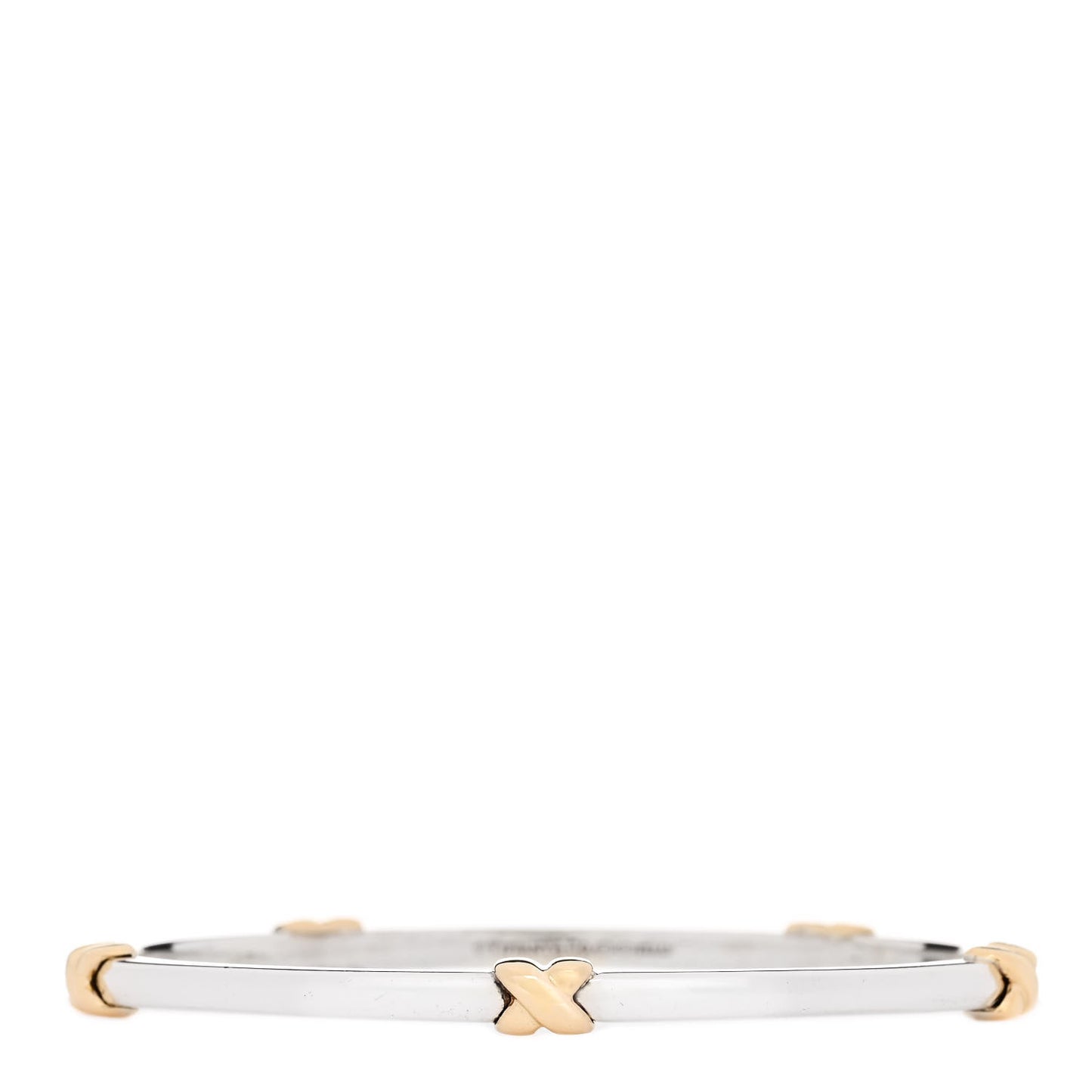Sterling Silver 18K Yellow Gold Signature X Bangle Bracelet