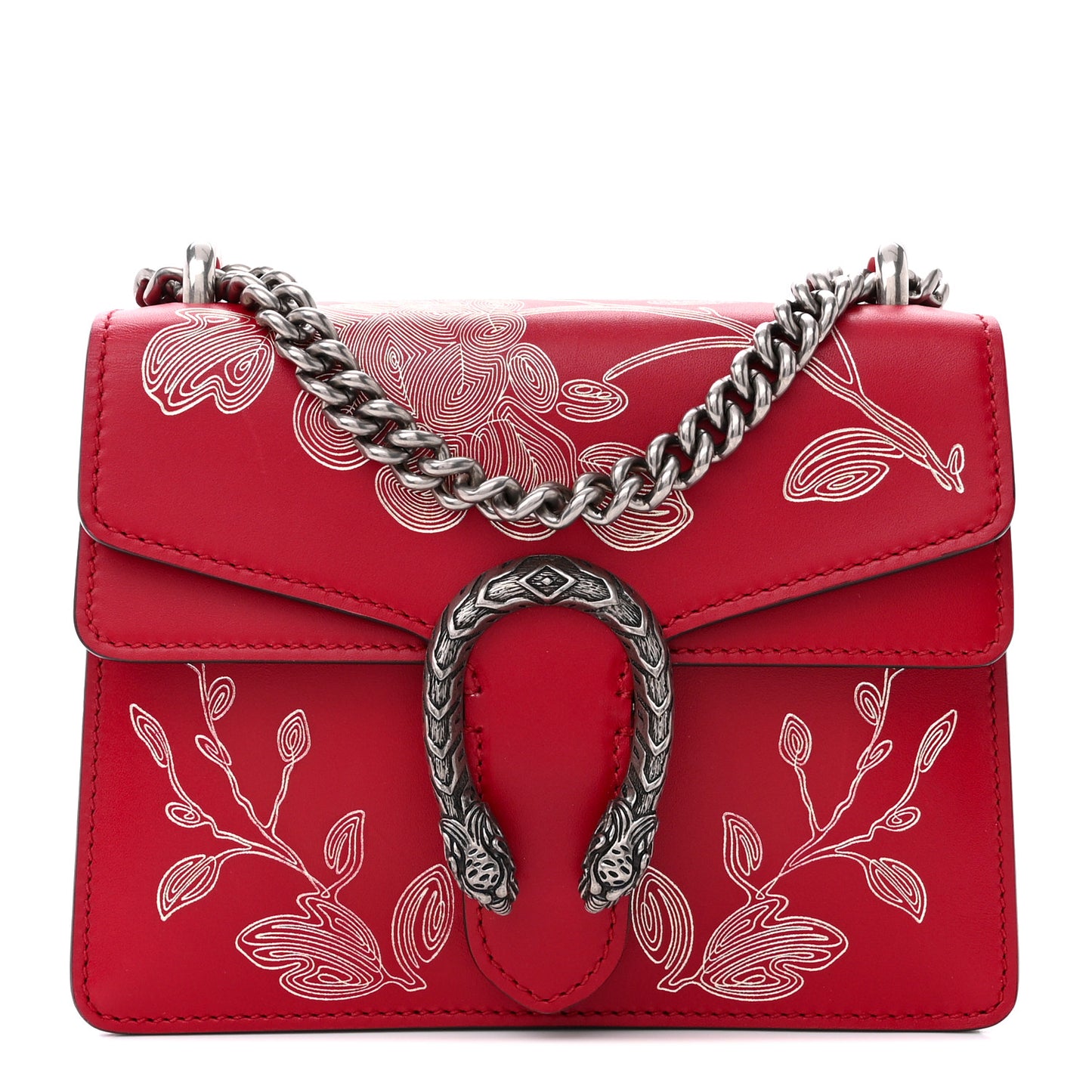 Calfskin Chinese New Year Mini Dionysus Shoulder Bag Hibiscus Red