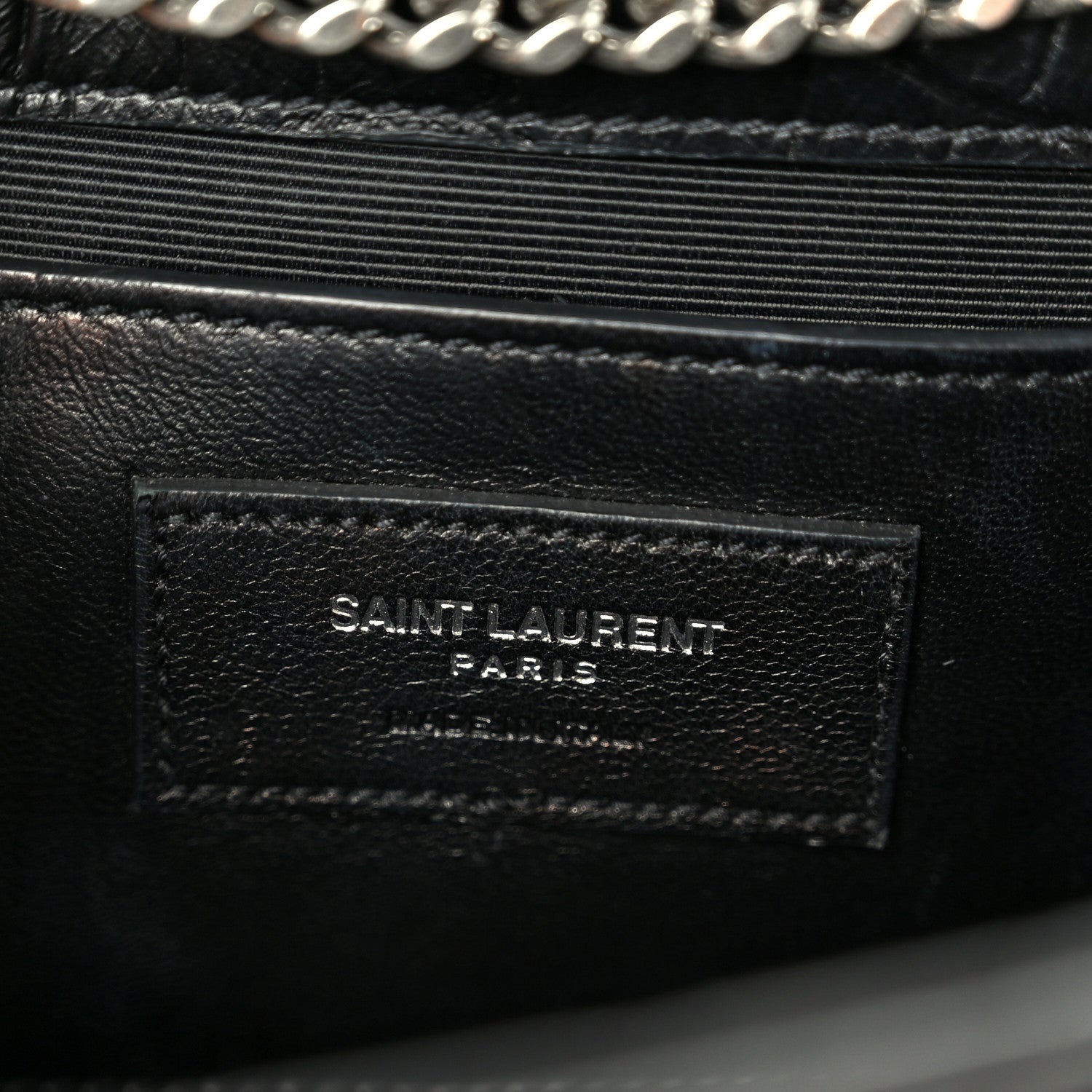 Saint Laurent Calfskin Crocodile Embossed Medium Classic Monogram Kate Tassel Satchel Black 6 of 12