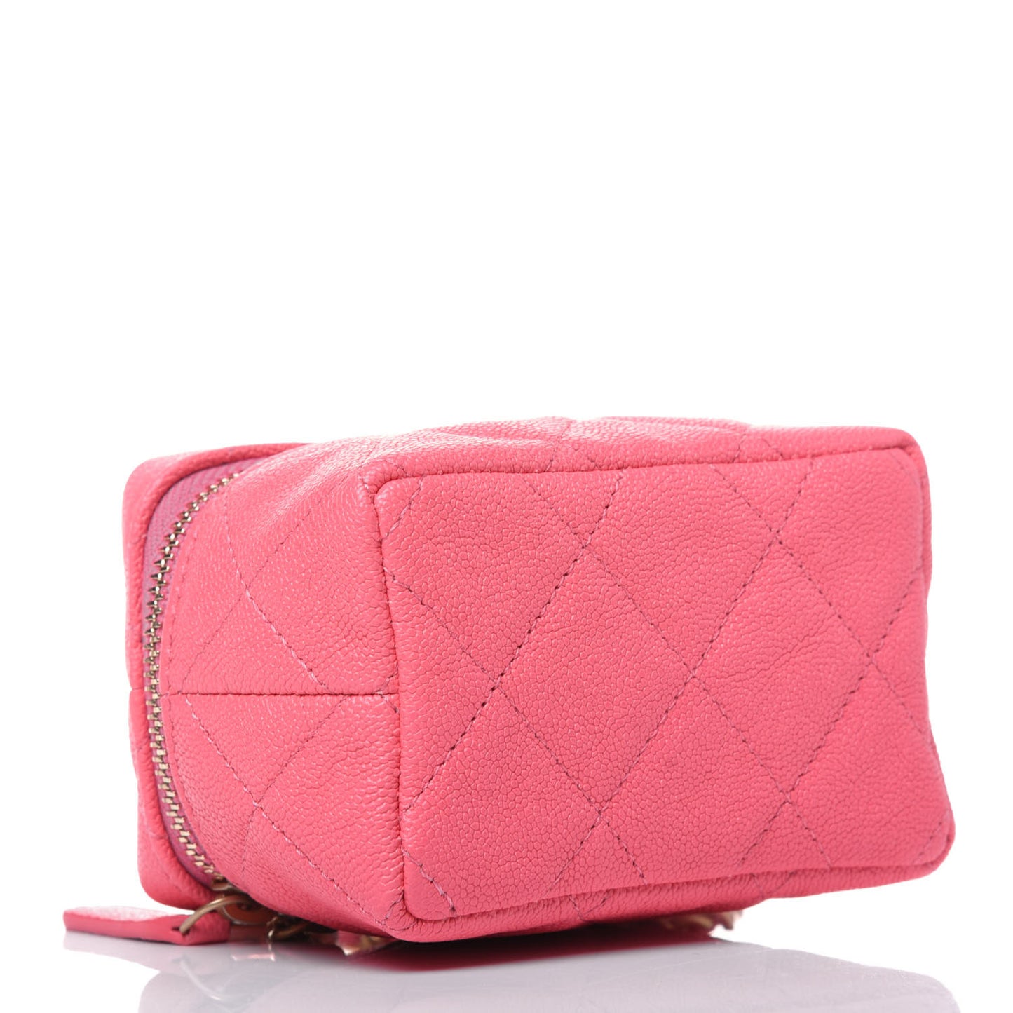 Caviar Quilted Mini Top Handle Vanity With Chain Pink