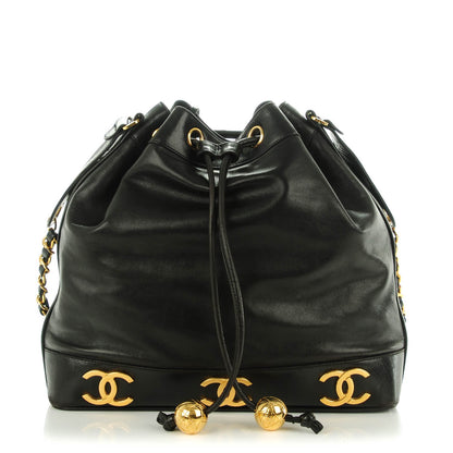 Chanel Lambskin CC Drawstring Shoulder Bag Black 1 of 11