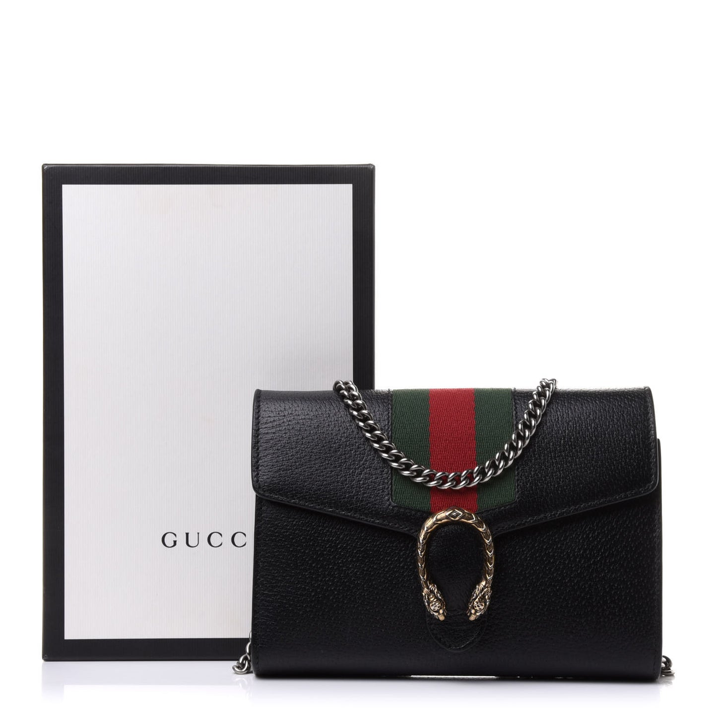 Calfskin Web Mini Dionysus Chain Wallet Black