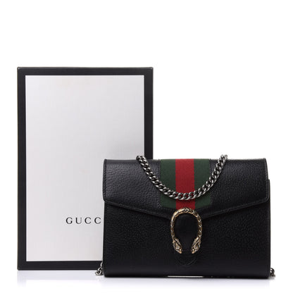Gucci Calfskin Web Mini Dionysus Chain Wallet Black 11 of 11