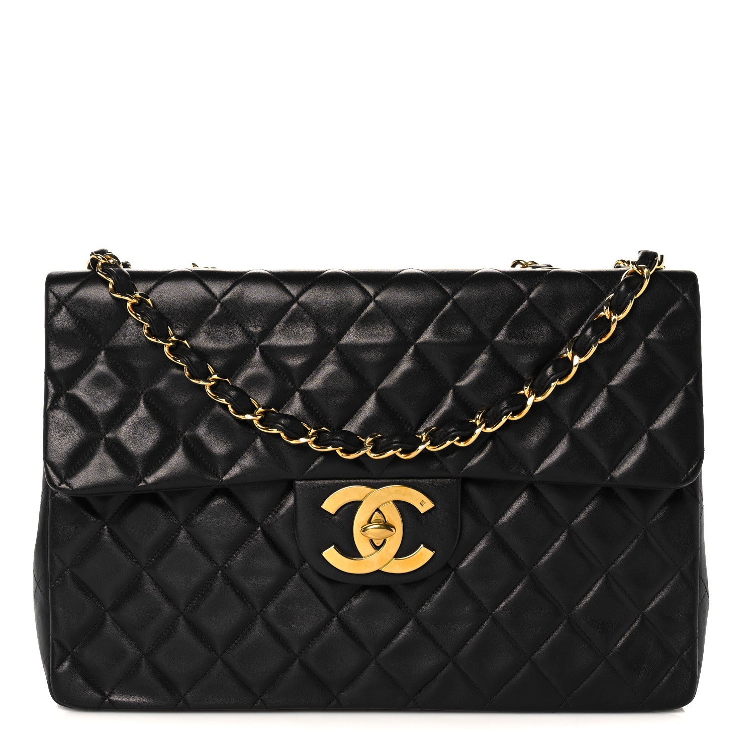 Chanel Lambskin Quilted XL Jumbo Single Flap Black 1 of 16