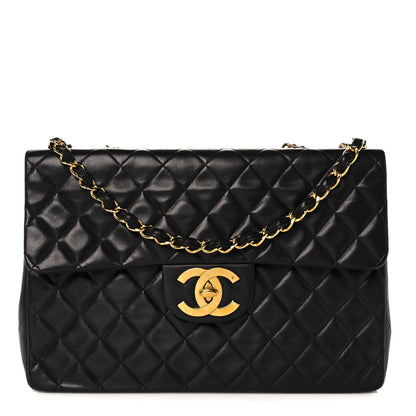 Chanel Lambskin Quilted XL Jumbo Single Flap Black 1 of 16