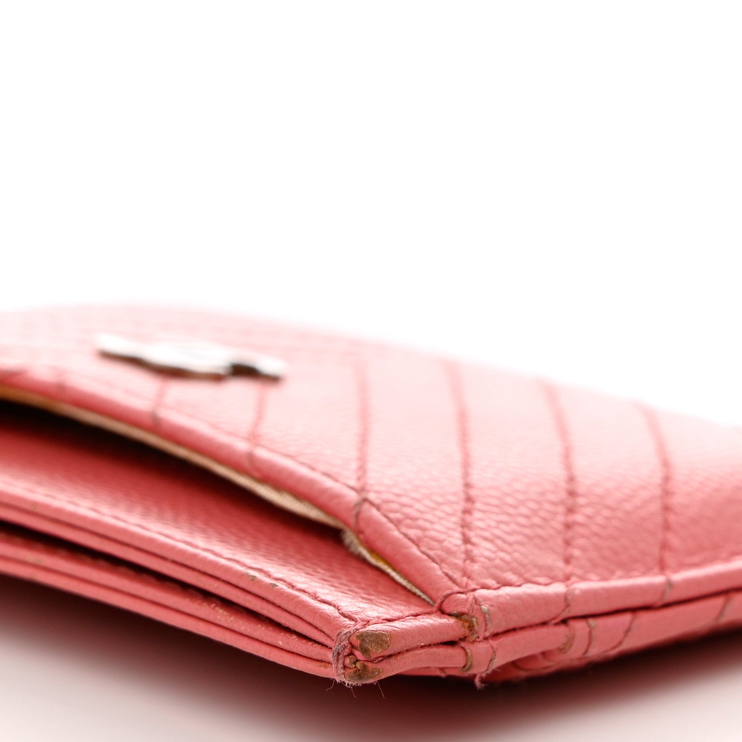 Chanel Caviar Chevron Quilted Card Holder Pink 7 of 14