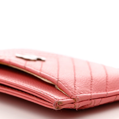 Chanel Caviar Chevron Quilted Card Holder Pink 7 of 14