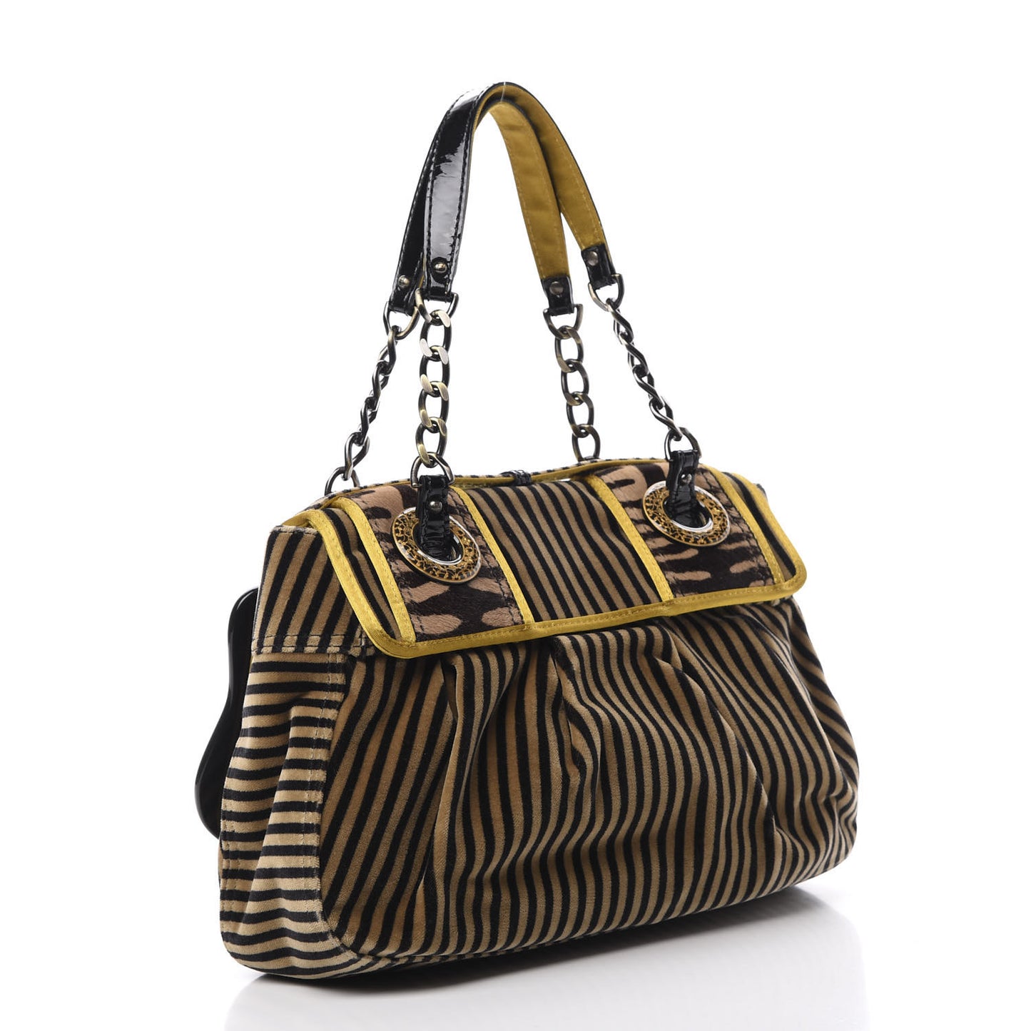 Velvet Calf Hair Pequin B Bag Tan Black
