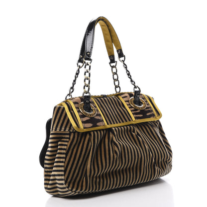 Fendi Velvet Calf Hair Pequin B Bag Tan Black 3 of 12