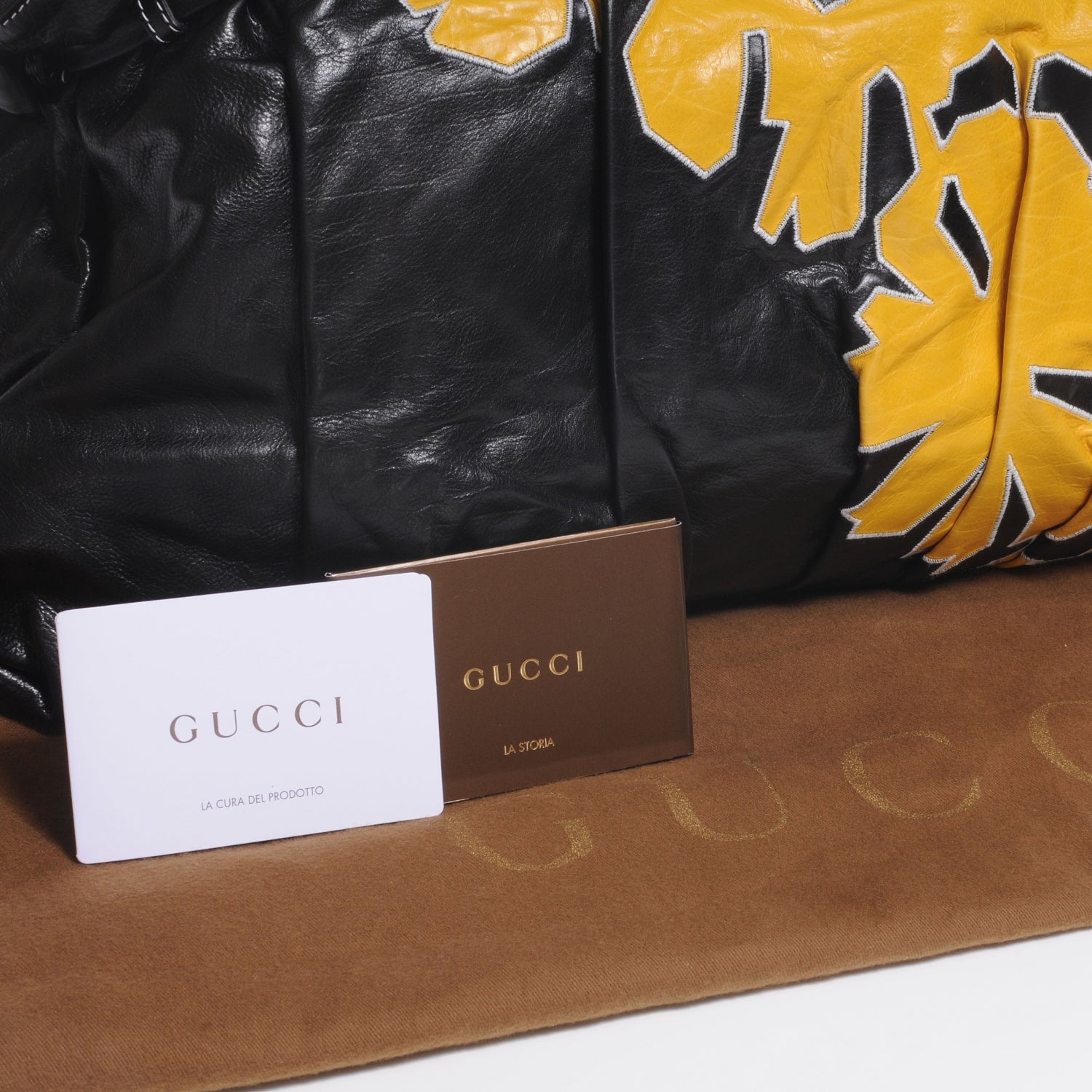 Gucci Leather Hysteria Satchel Black Yellow 8 of 8