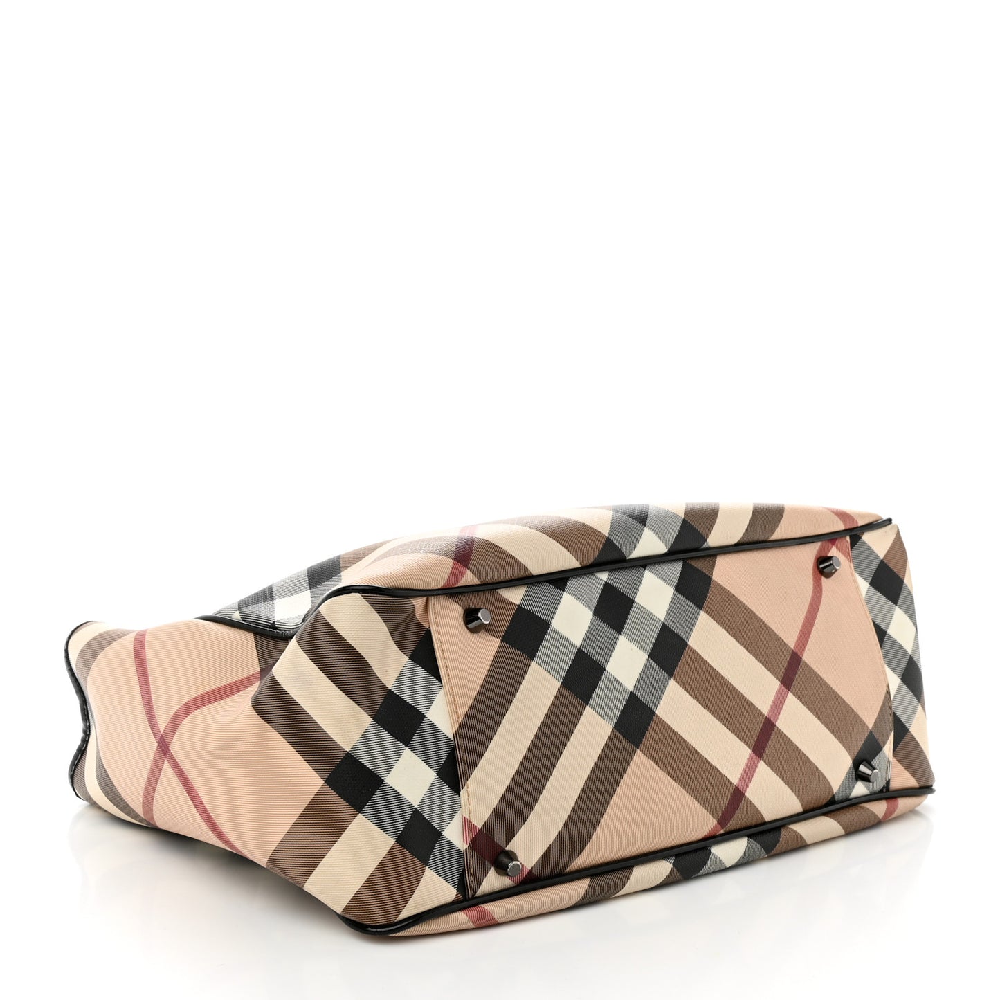 Nova Check Patent Trim Shopper Tote Black