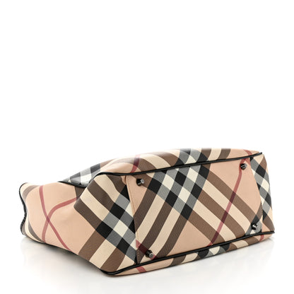 Burberry Nova Check Patent Trim Shopper Tote Black 4 of 12