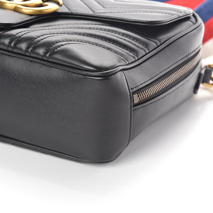 Gucci Calfskin Matelasse Sylvie Web Small GG Marmont Top Handle Shoulder Bag Black 9 of 10
