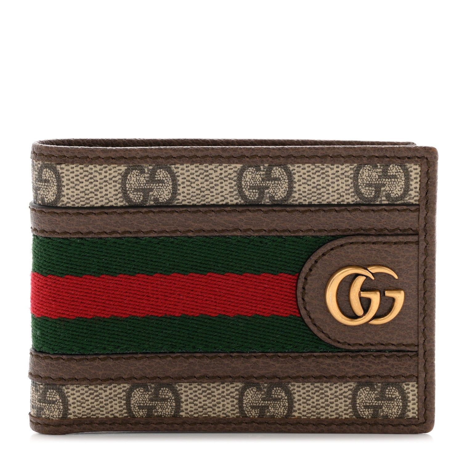 Gucci GG Supreme Monogram Web Mens Ophidia Bi-Fold Coin Wallet Beige New Acero 1 of 7