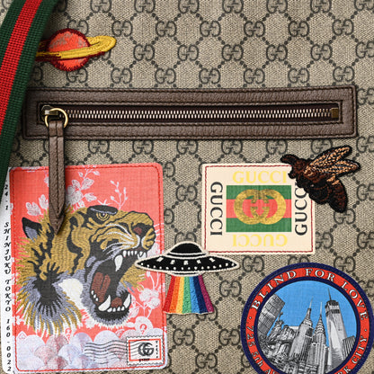 Gucci Soft GG Supreme Monogram Courrier Web Medium Flat Messenger Bag Beige New Acero Multicolor 8 of 10