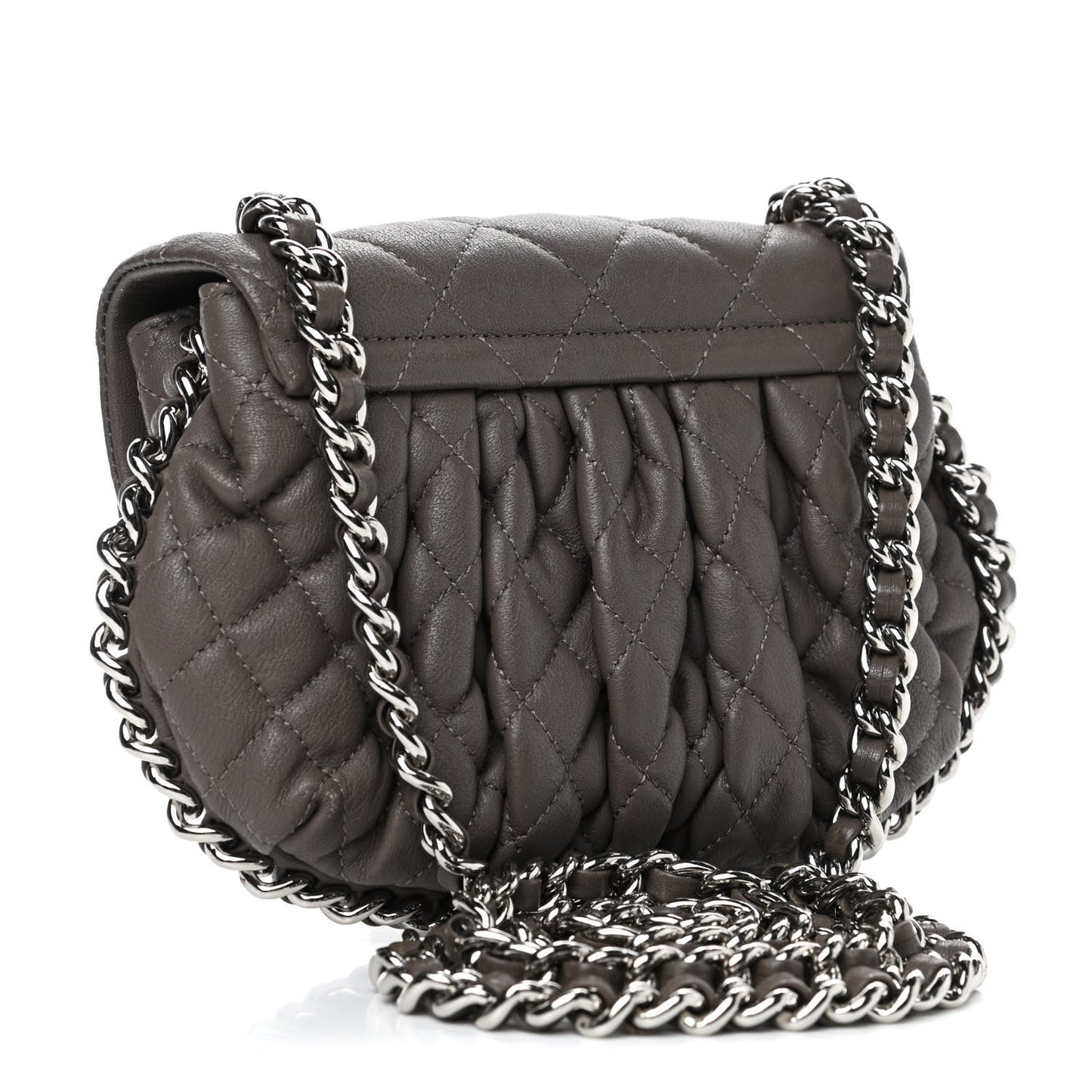 Washed Lambskin Quilted Mini Chain Around Flap Taupe