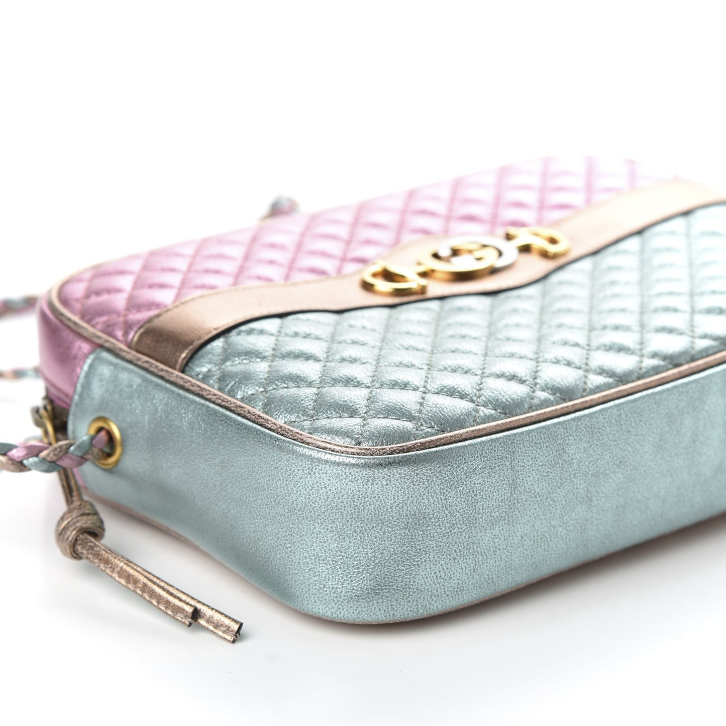 Laminated Nappa Trapuntata Small Zumi Shoulder Bag Rosa Lago Rame