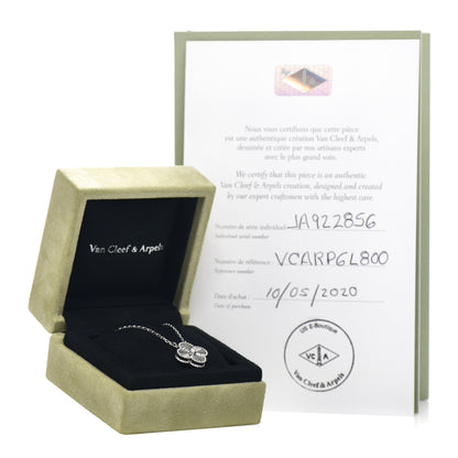 Van Cleef & Arpels 18K White Gold Diamond Guilloche Vintage Alhambra Pendant Necklace 5 of 5