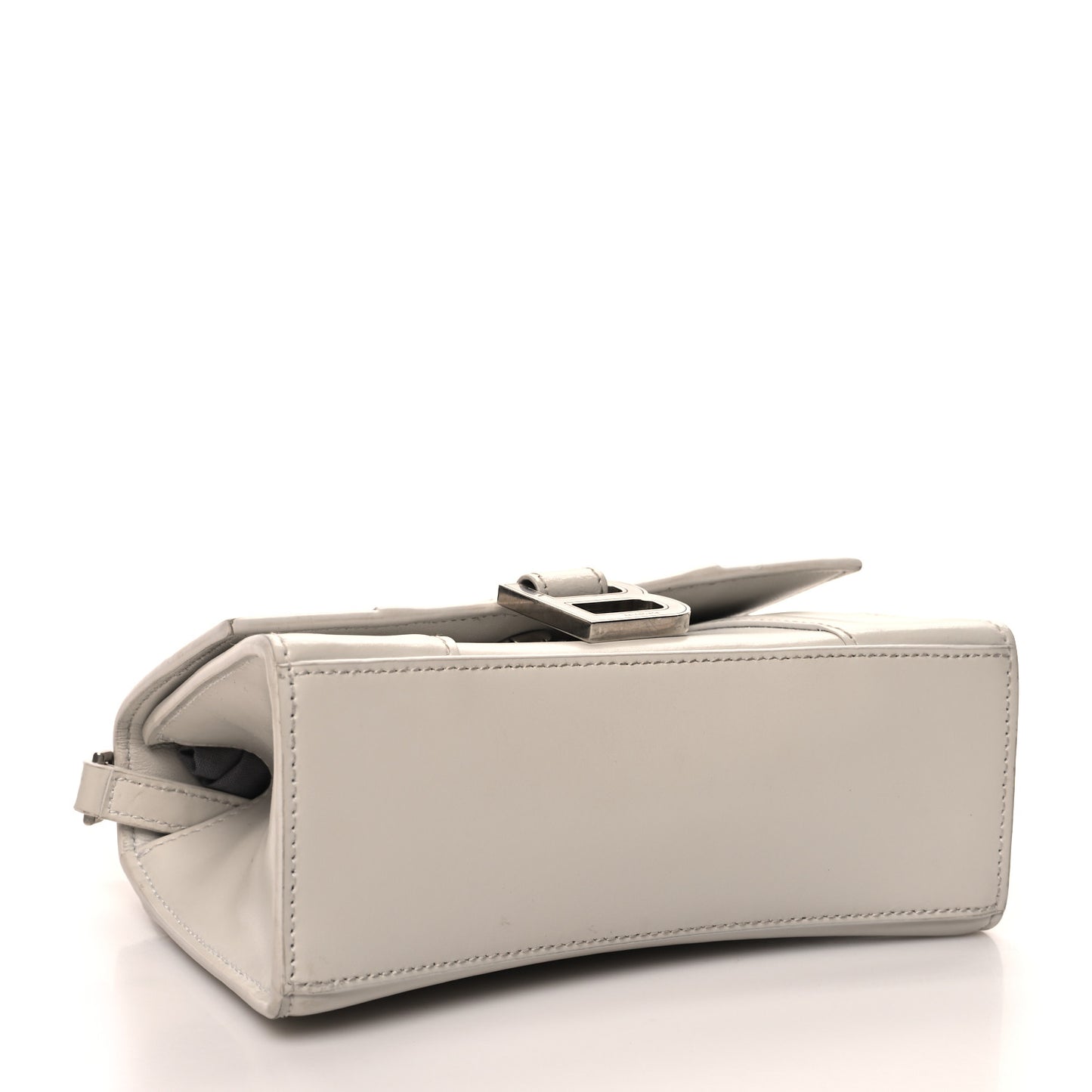 Shiny Box Calfskin Hourglass Top Handle Bag XS Chalky White