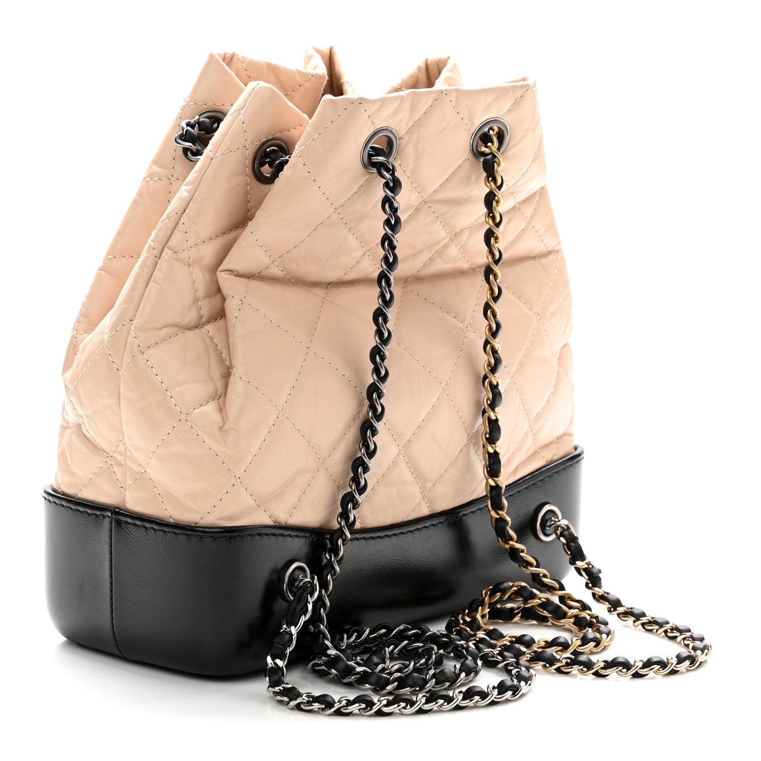 Chanel Aged Calfskin Quilted Small Gabrielle Backpack Beige Black 2 of 9