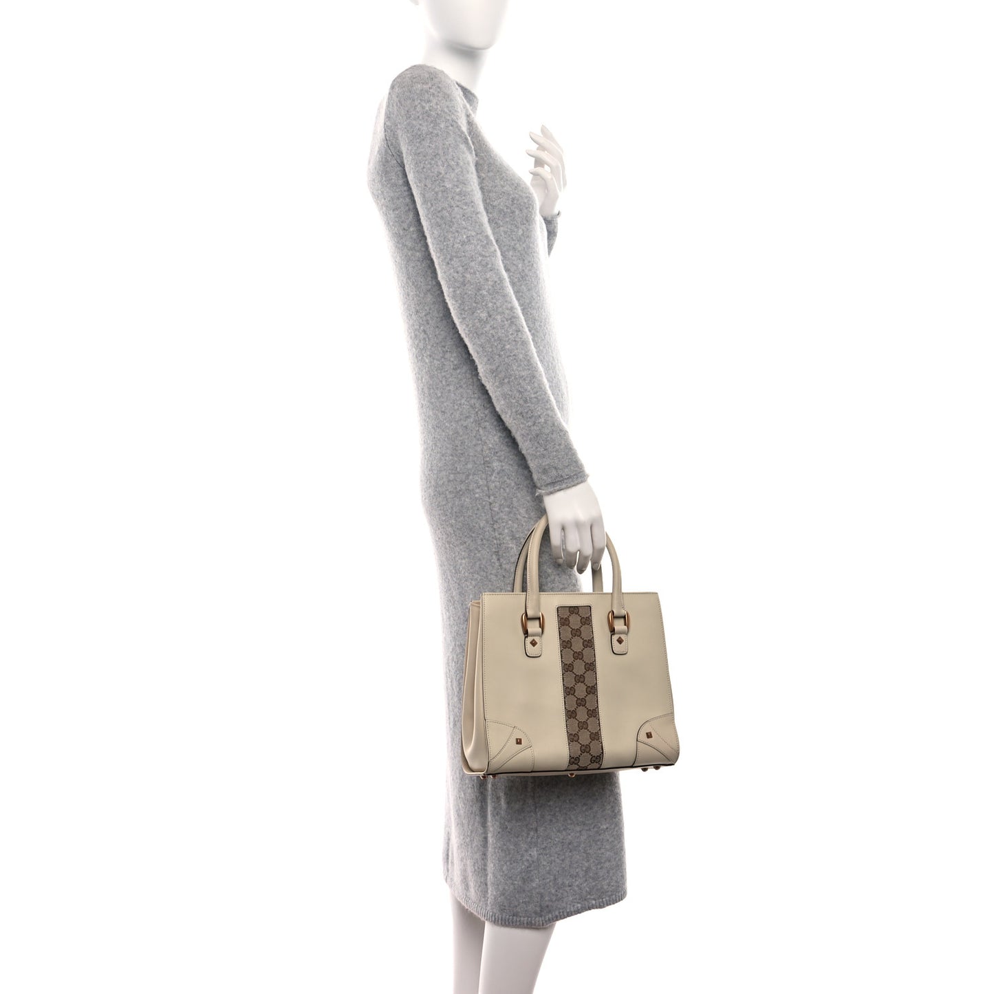 Calfskin GG Monogram Tote Off White