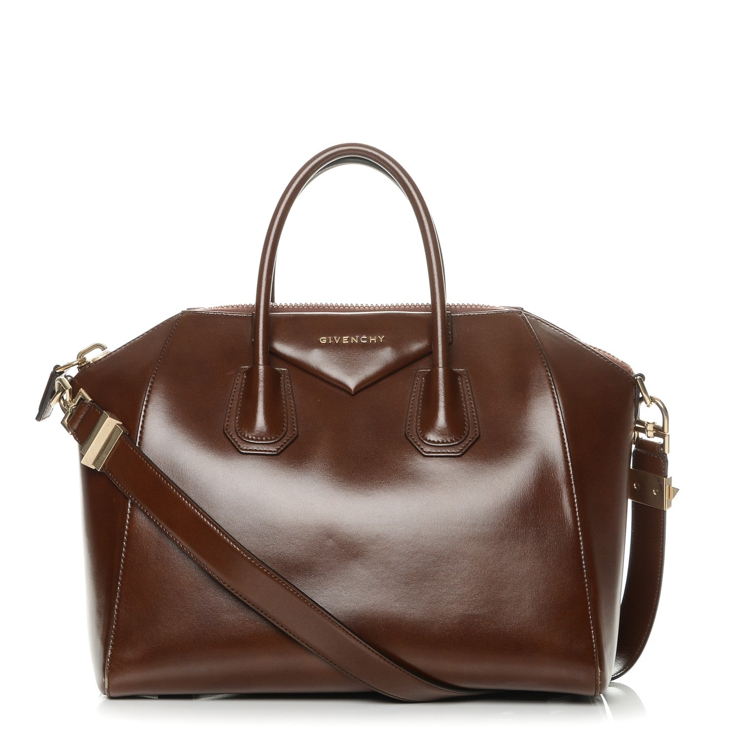 Givenchy Shiny Lord Calfskin Medium Antigona Brown 1 of 9