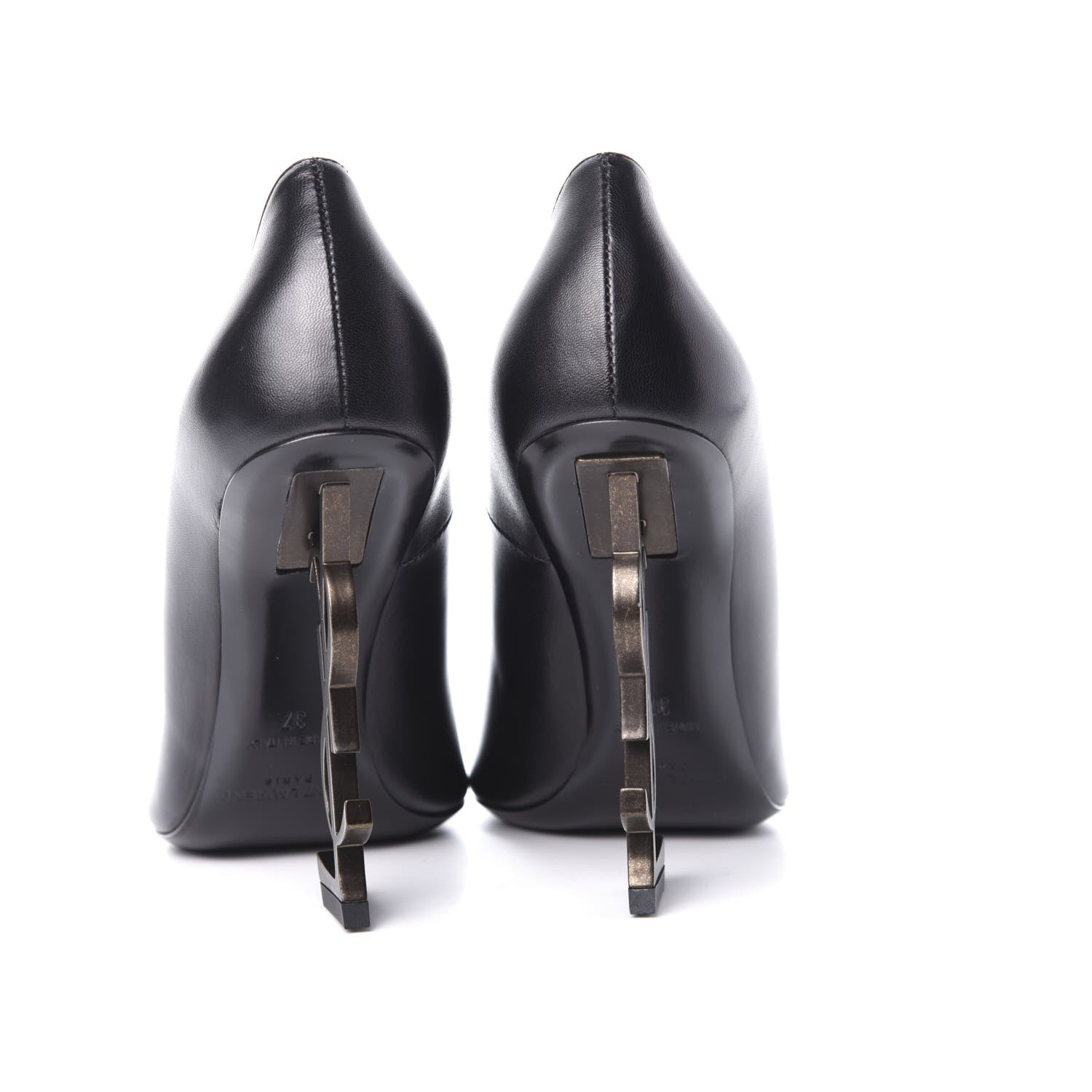 Saint Laurent Calfskin Opyum 110 Pumps 37 Black Gold 5 of 10