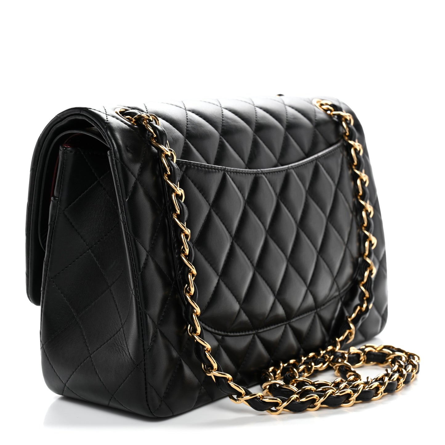 Lambskin Quilted Jumbo Double Flap Black