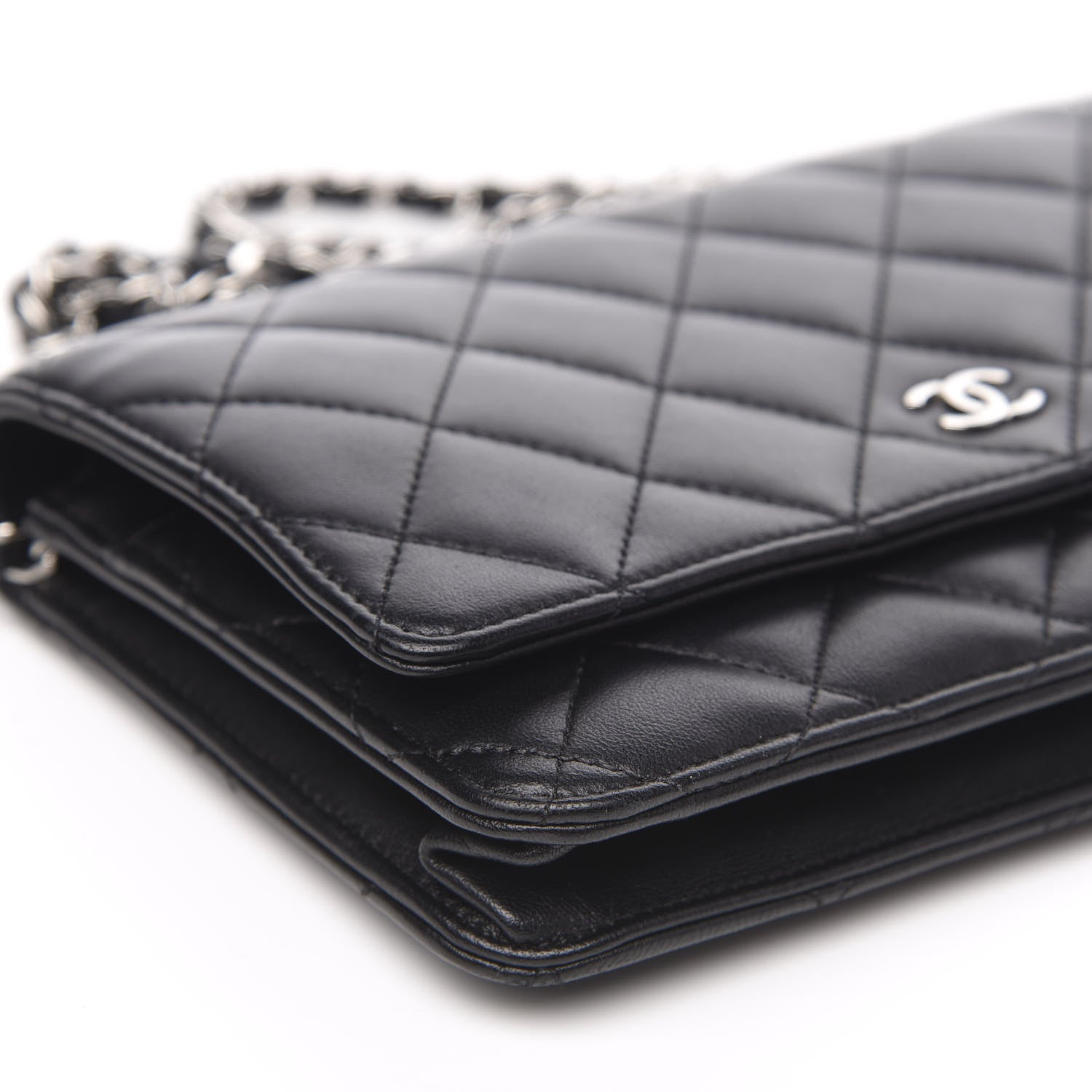 Chanel Lambskin Quilted Wallet On Chain WOC Black 10 of 14
