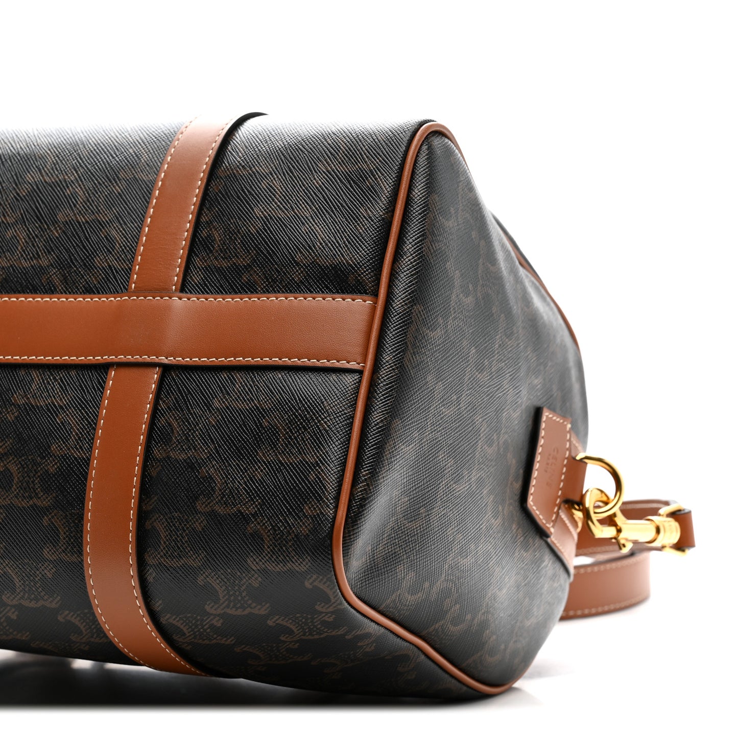 Triomphe Canvas Calfskin Large Boston Bag Tan