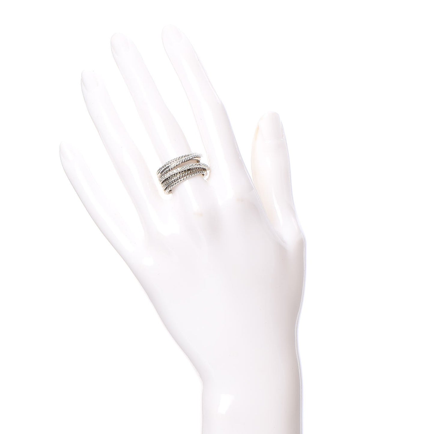 Sterling Silver Diamond 11mm Wide Crossover Cable Ring 53 6.5