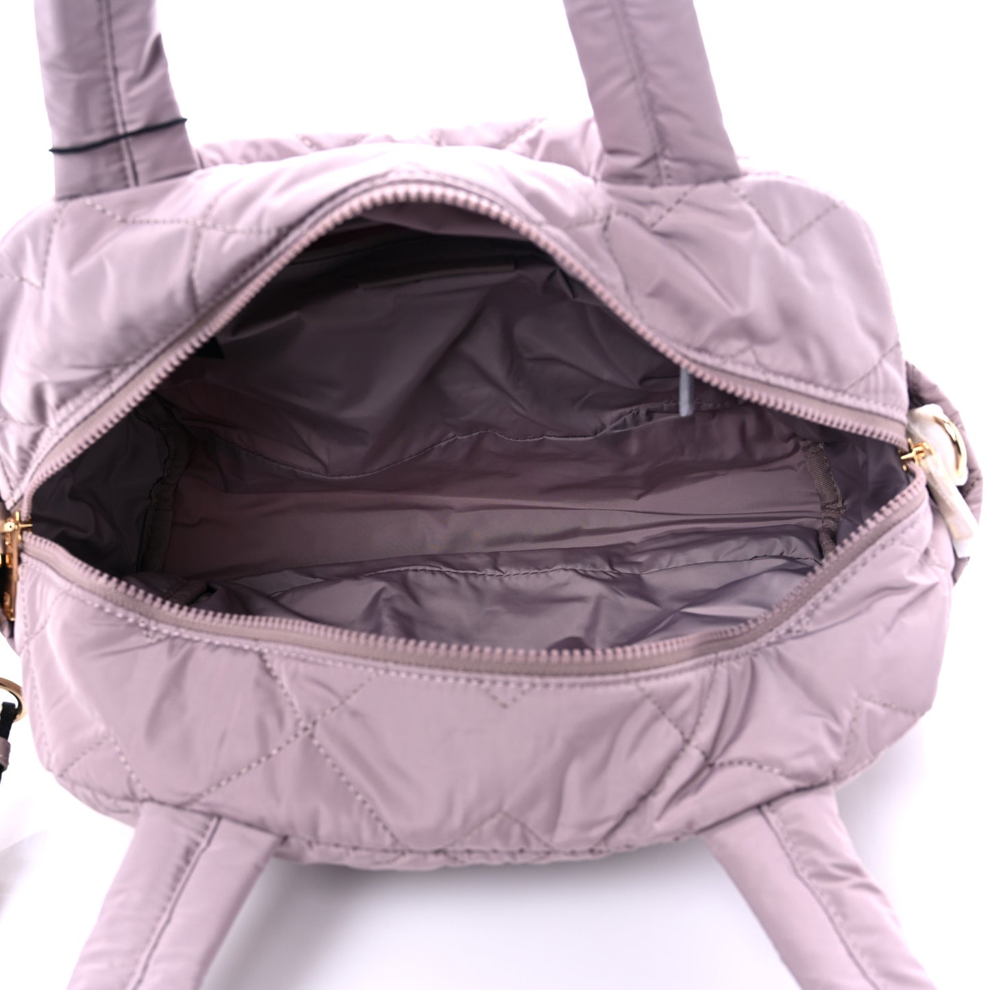 Nylon Quilted Small Weekender Bag Bark