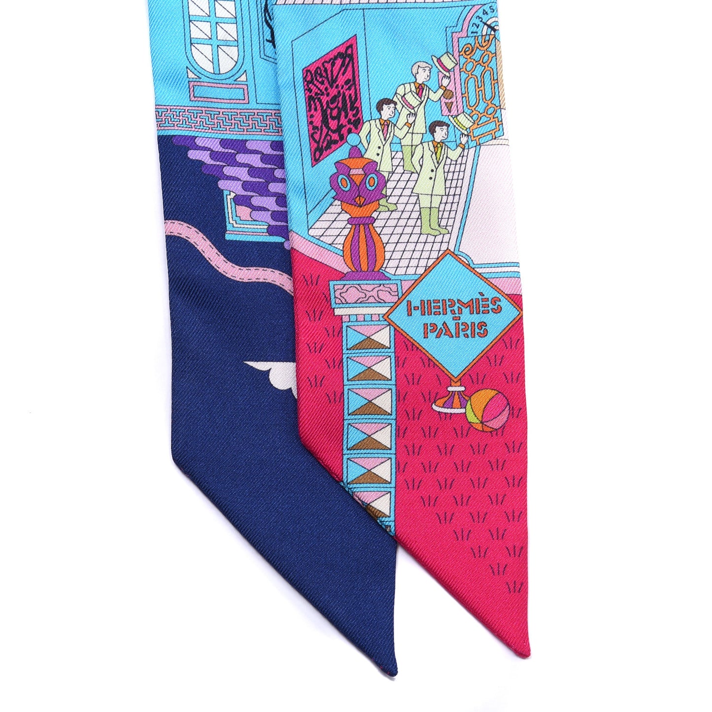 Silk La Maizeon De Carres Twilly Bleu Azur Marine Rose Indien
