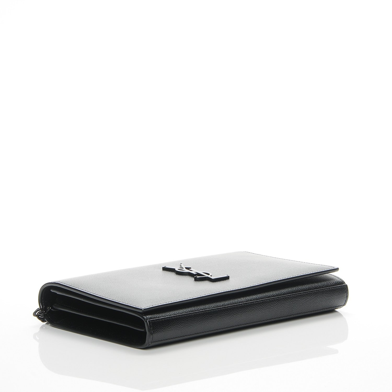 Saint Laurent Grain De Poudre Monogram Chain Wallet Black 4 of 7
