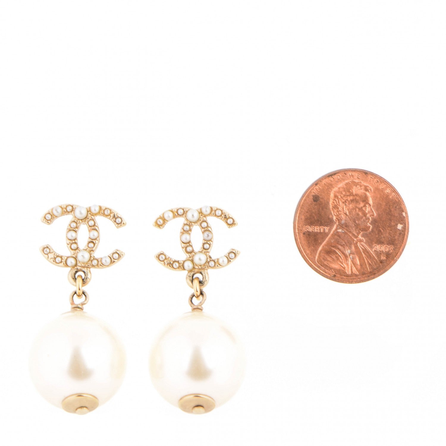 Chanel Pearl CC Drop Earrings Gold 2 of 4