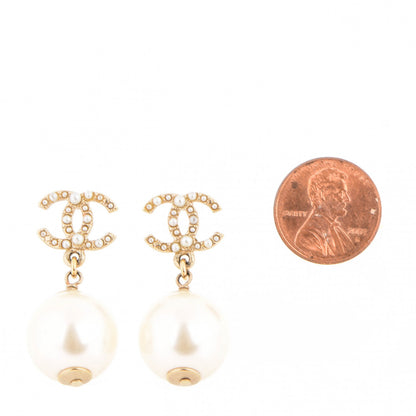 Chanel Pearl CC Drop Earrings Gold 2 of 4