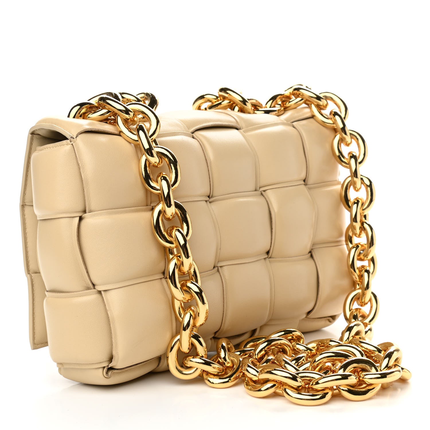 Bottega Veneta Lambskin Maxi Intreccio Padded Chain Cassette Crossbody Bag Porridge 2 of 8