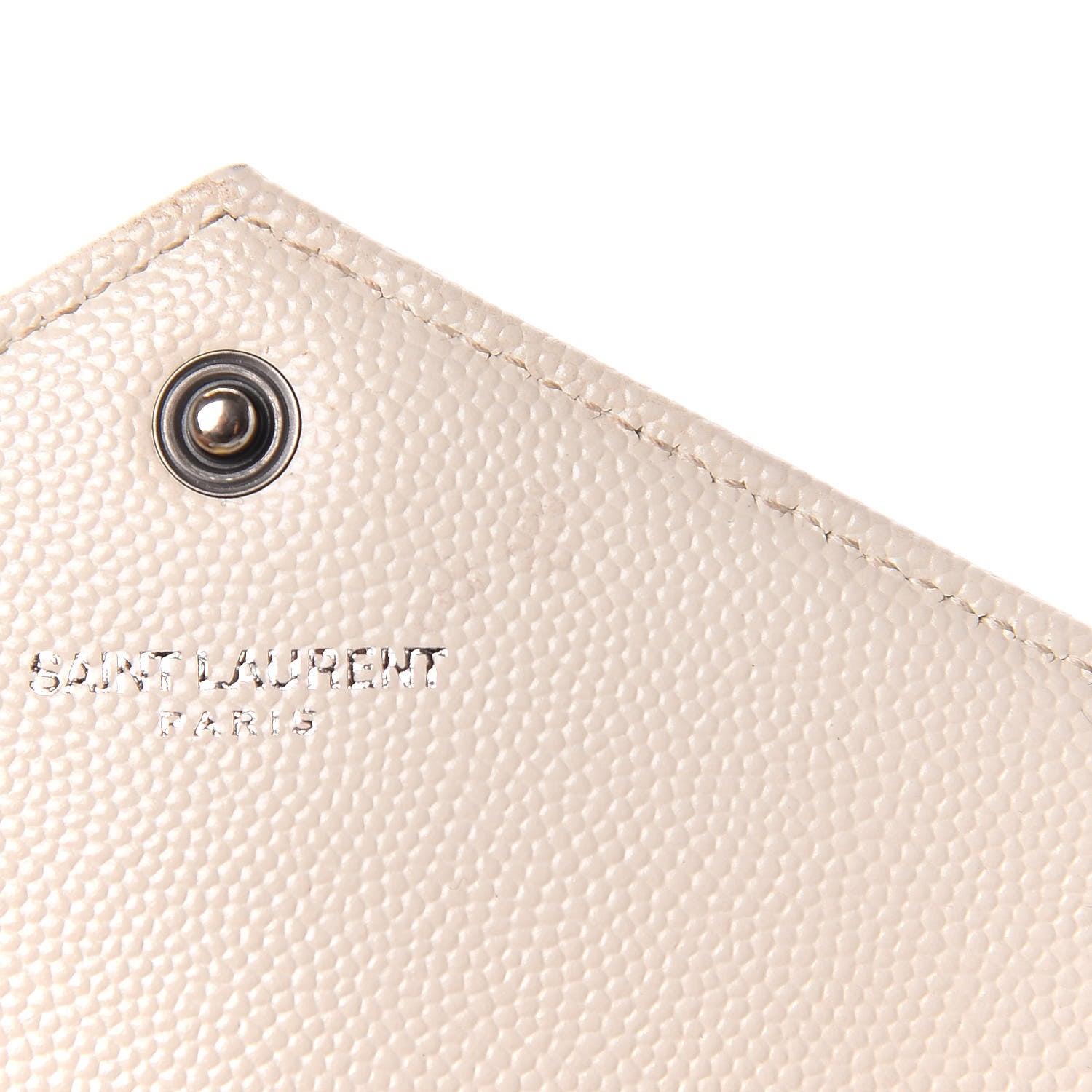 Saint Laurent Grain De Poudre Matelasse Chevron Monogram Envelope Chain Wallet Dove White 7 of 12