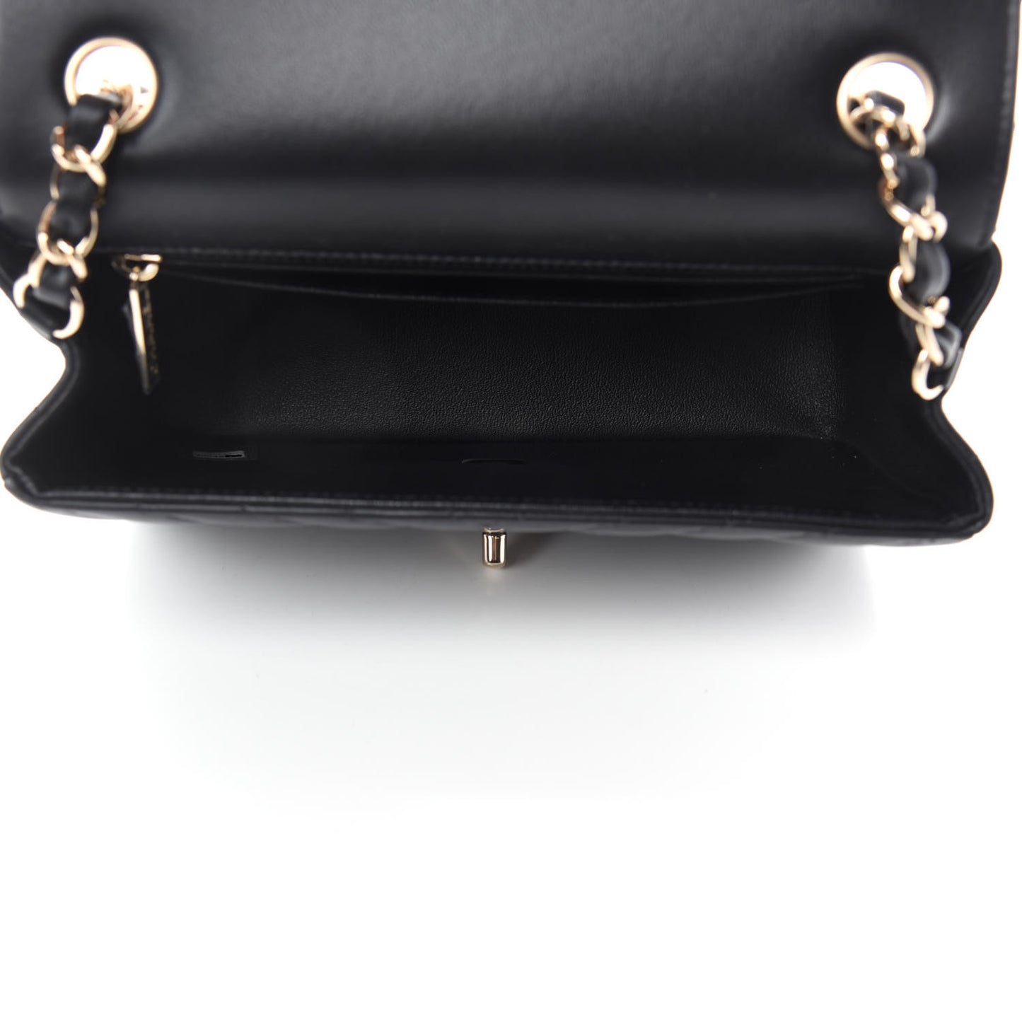 Lambskin Chevron Quilted Mini Rectangular Flap Black