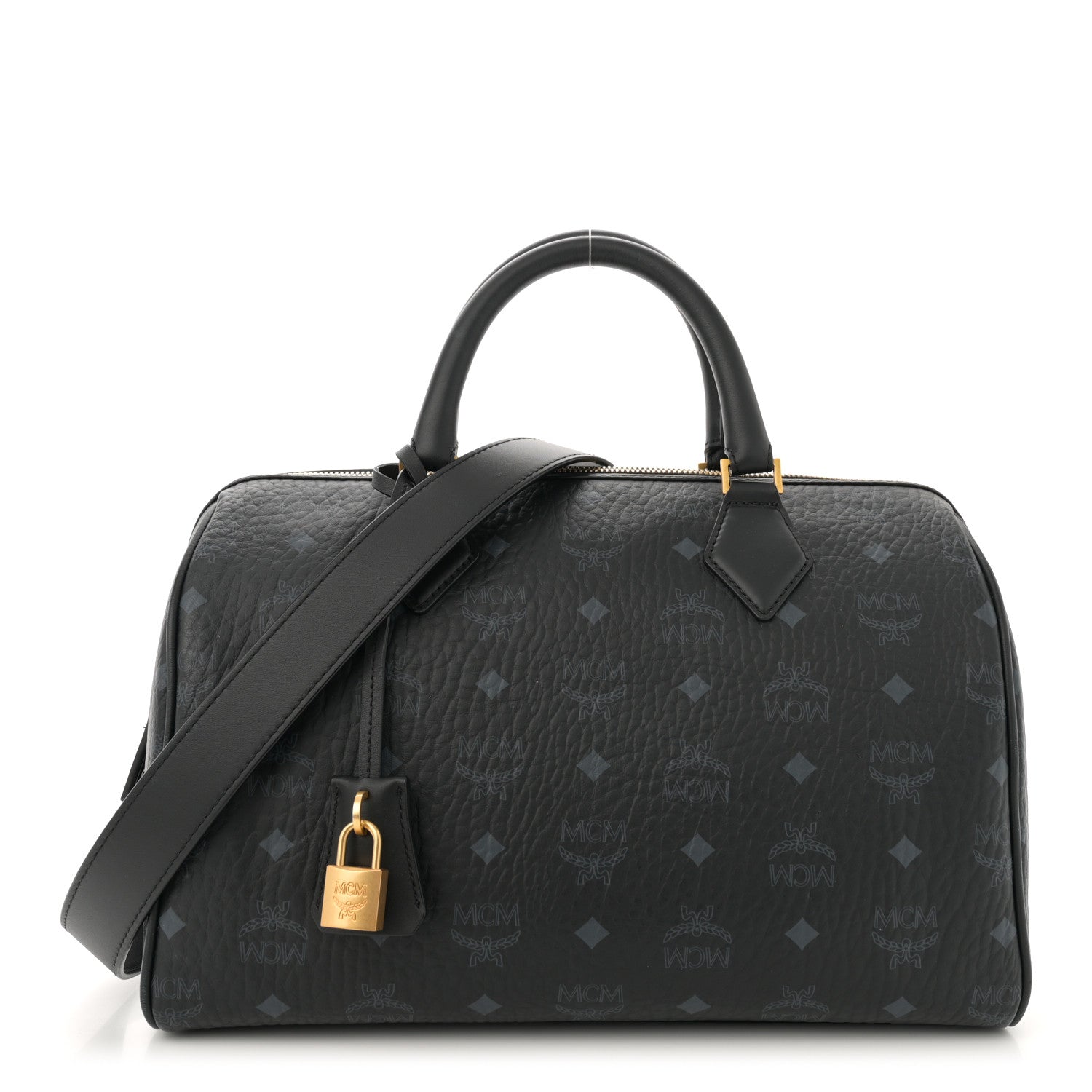 MCM Visetos Medium Ella Boston Bag Black 1 of 10