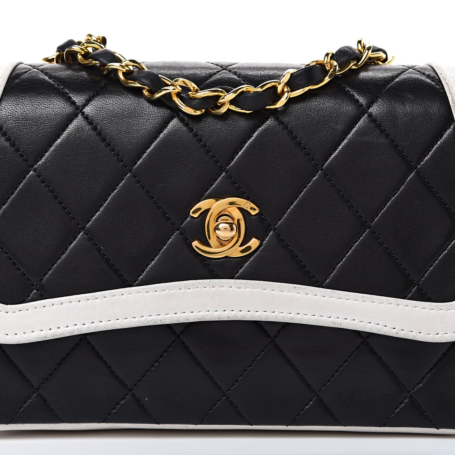Chanel Lambskin Quilted Single Flap White Black 8 of 18
