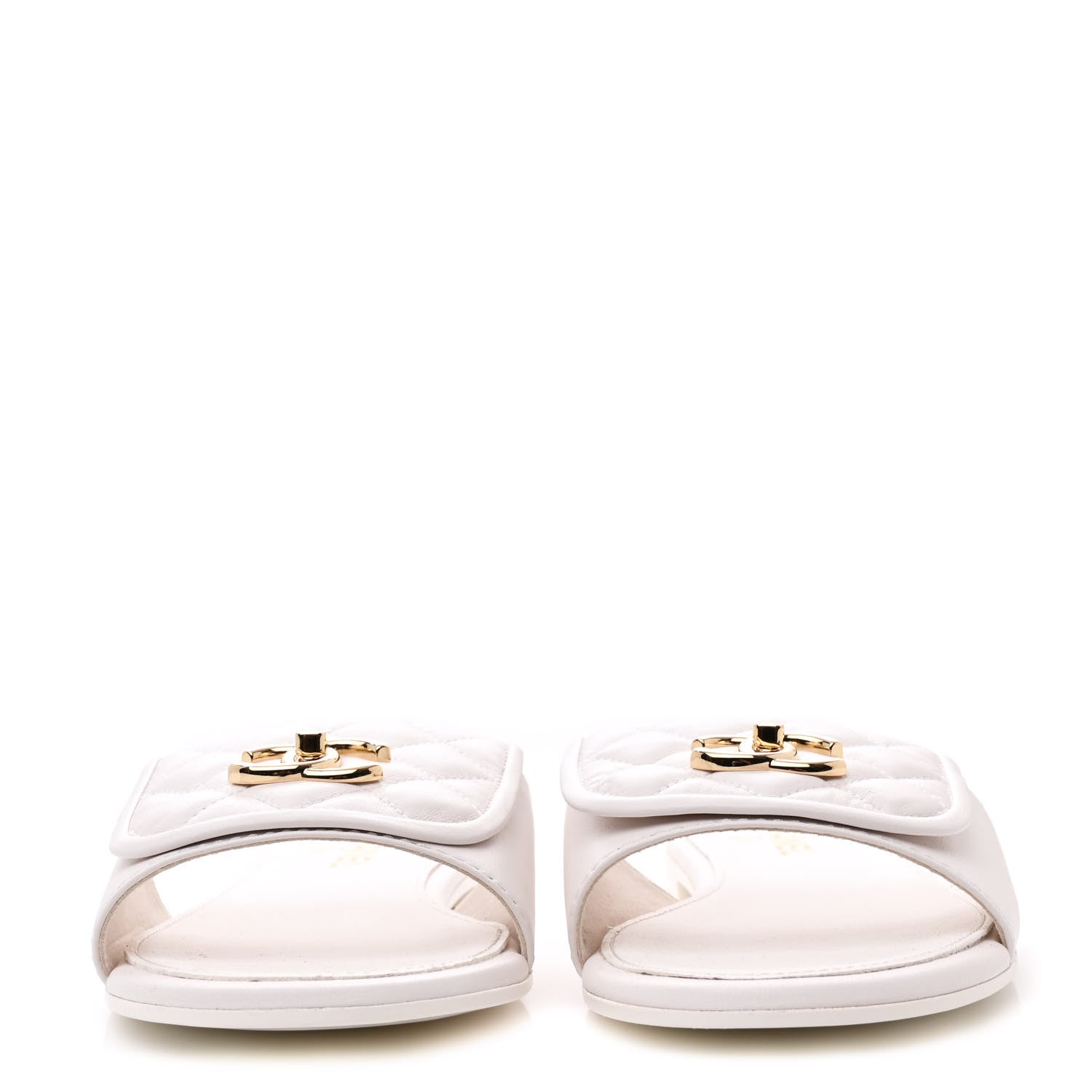 Chanel Lambskin Quilted Turnlock Flat Mules 41 White 2 of 10