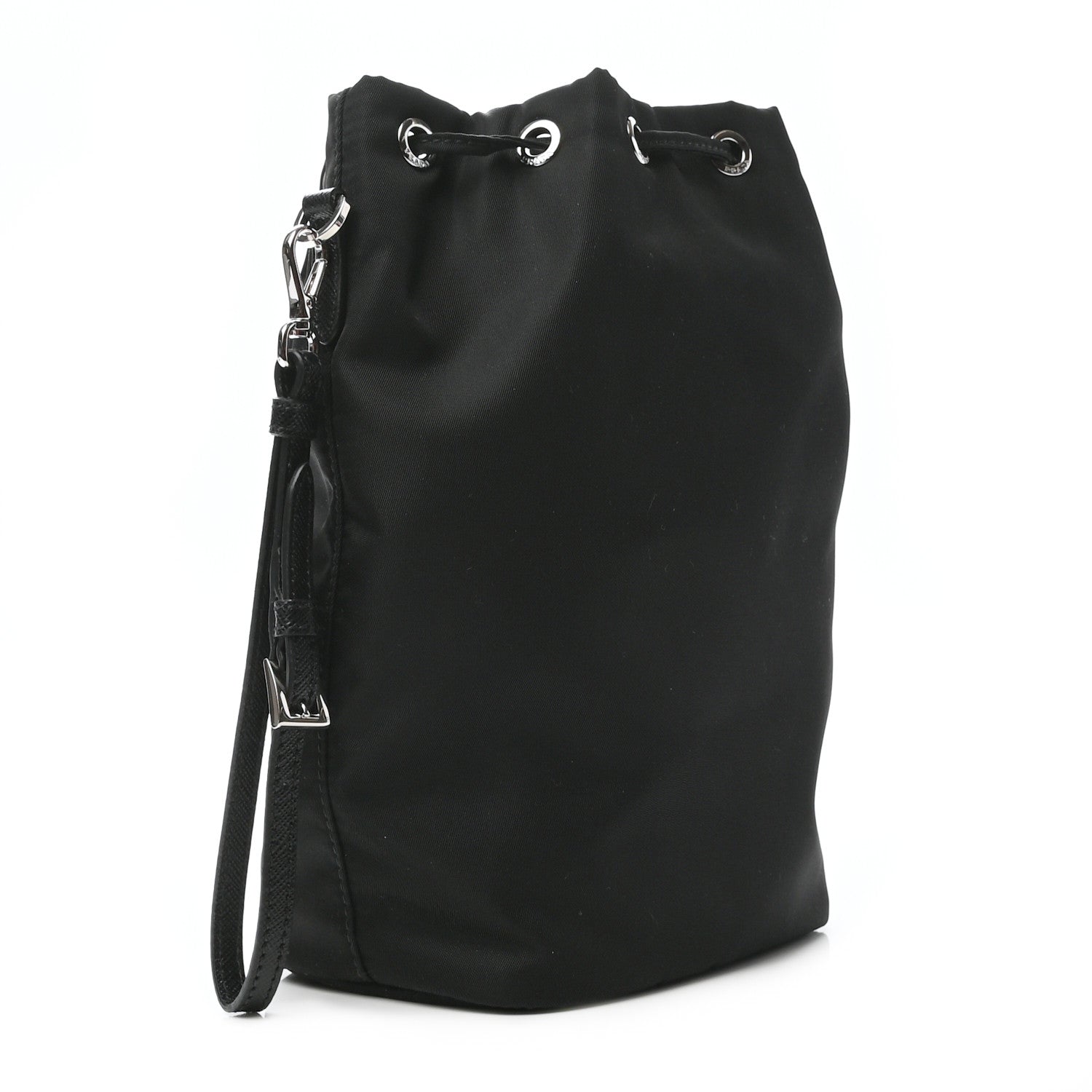 Prada Saffiano Tessuto Nylon Vela Bucket Wristlet Black 3 of 9