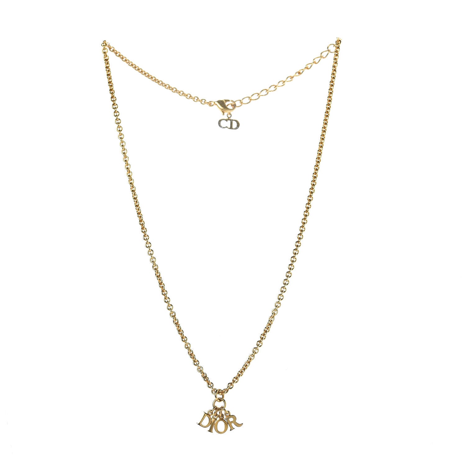 Christian Dior Metal Logo Necklace Gold 3 of 6