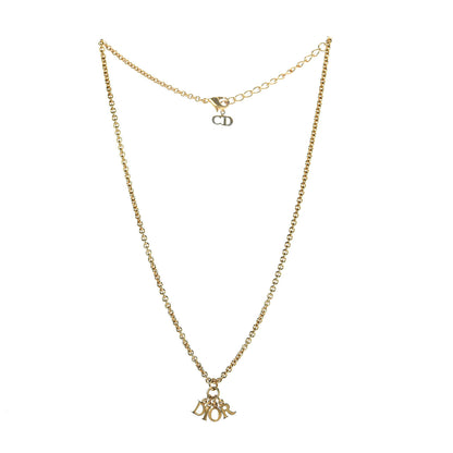 Christian Dior Metal Logo Necklace Gold 3 of 6