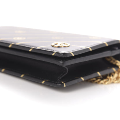 Gucci Calfskin Diagonal GG Mini Chain Wallet Black Gold 8 of 9